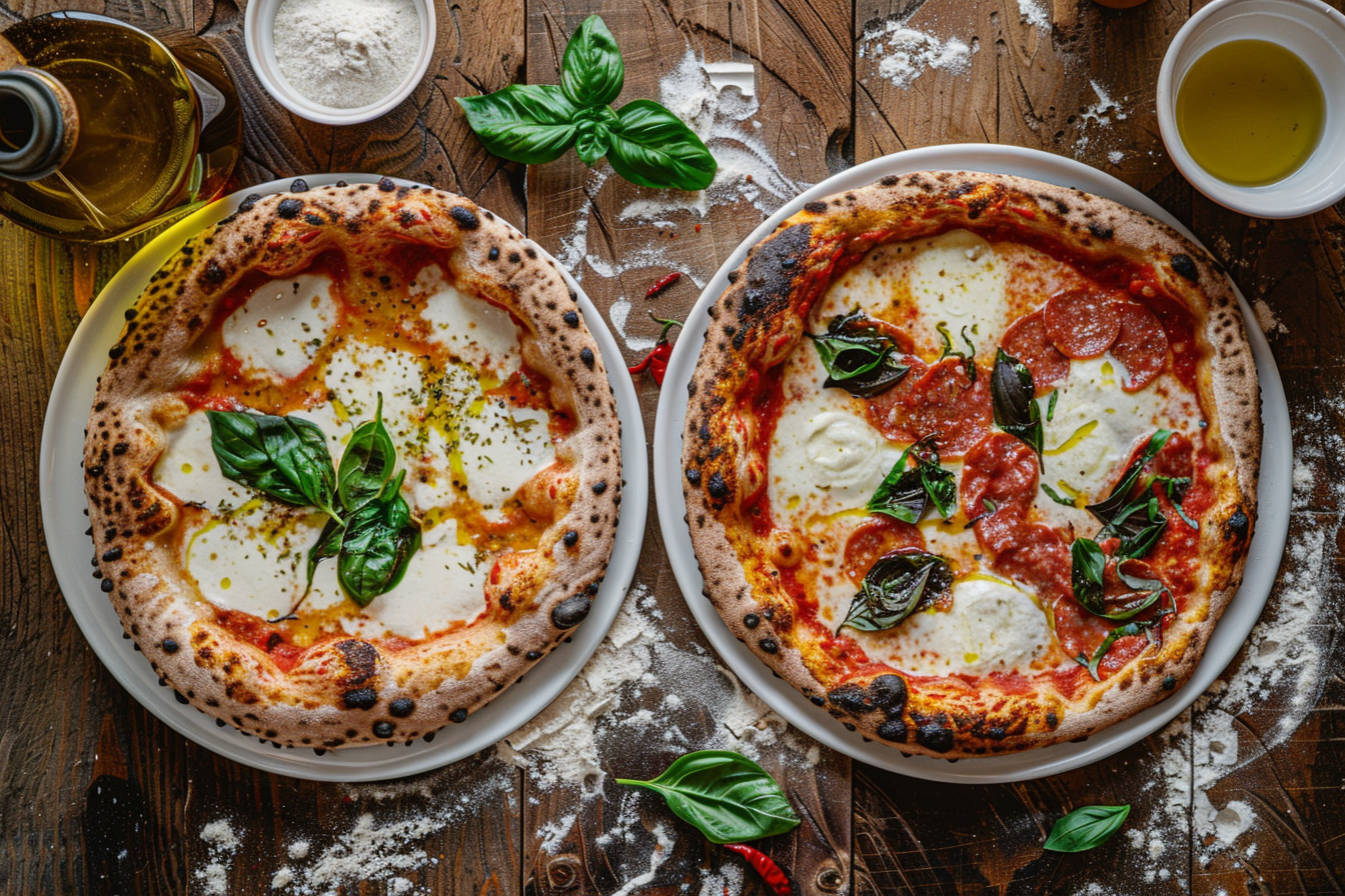 Zwei Pizzen auf dem Tisch